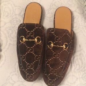 Gucci Princetown slippers velvet brown GG 9.5US